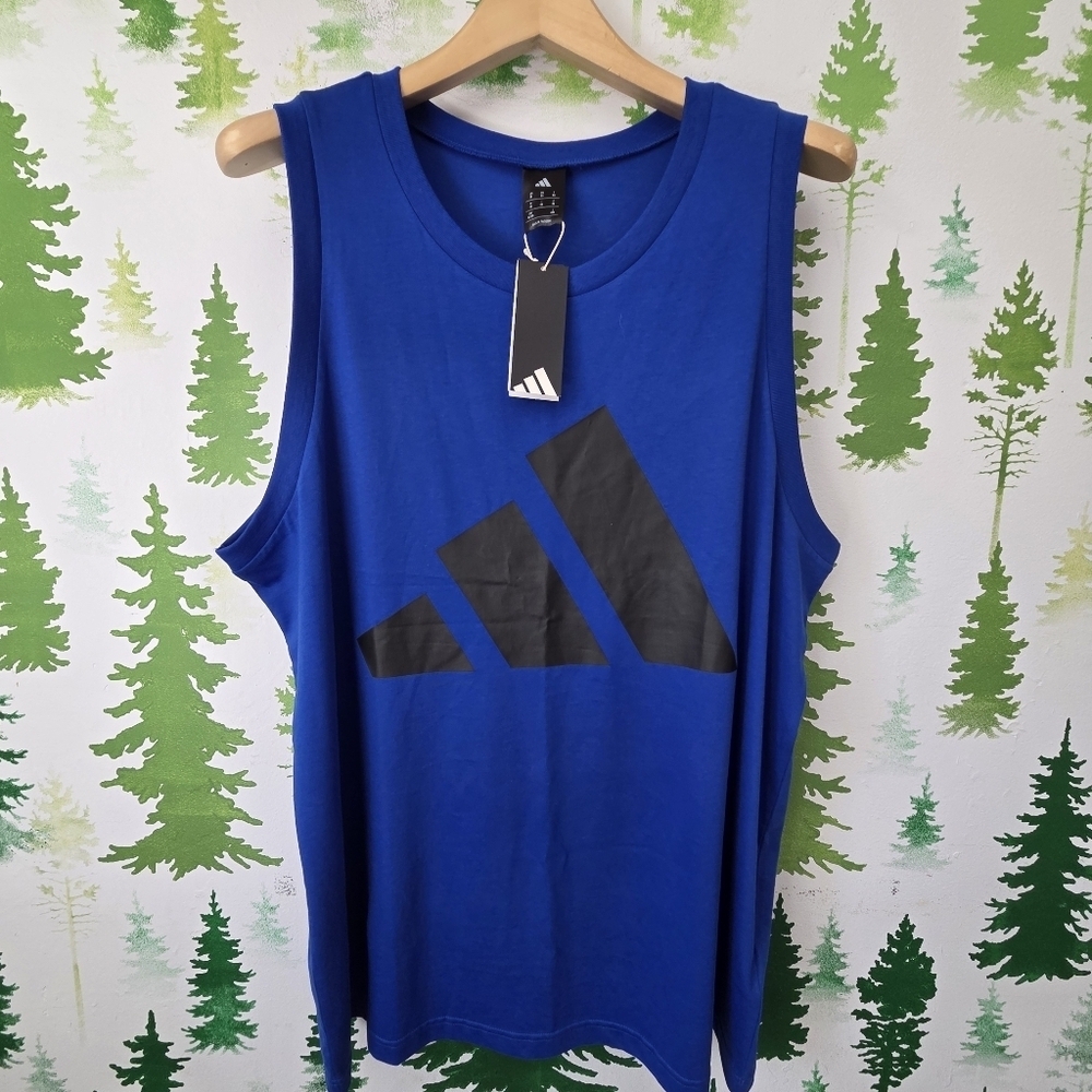 Adidas Men's Vibrant Blue Tank with Black Logo